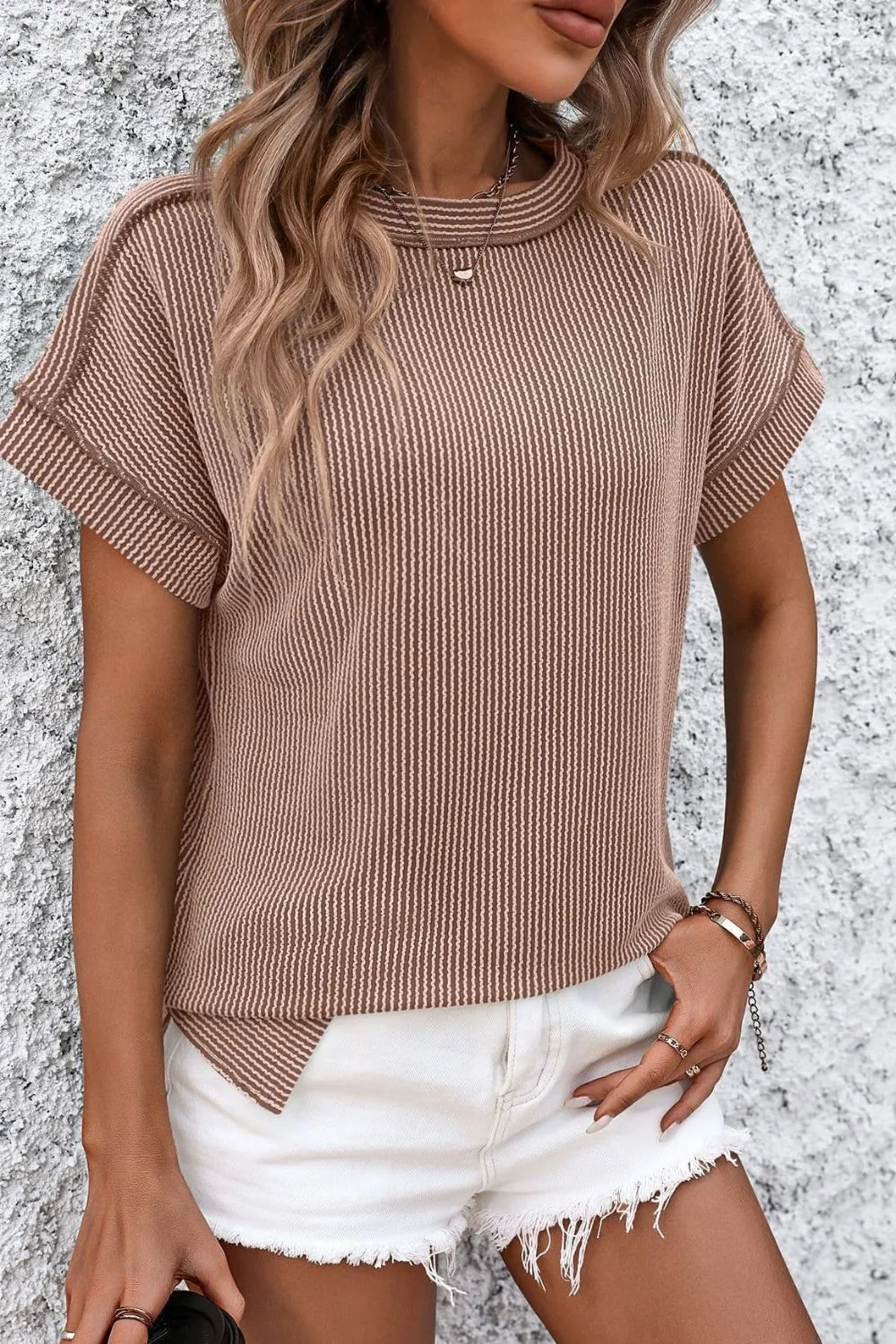 Zadie Striped Round Neck Short Sleeve T-Shirt