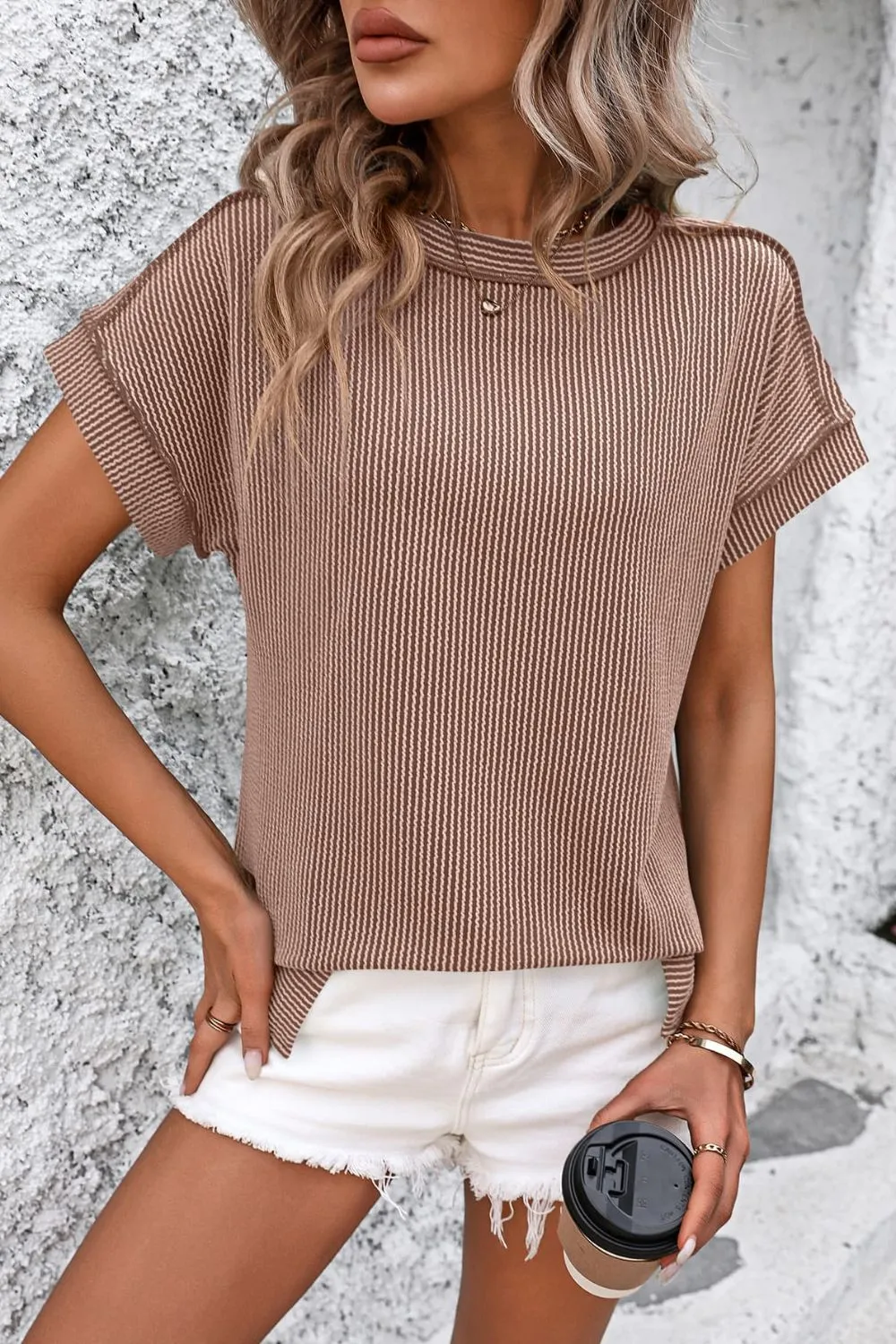 Zadie Striped Round Neck Short Sleeve T-Shirt