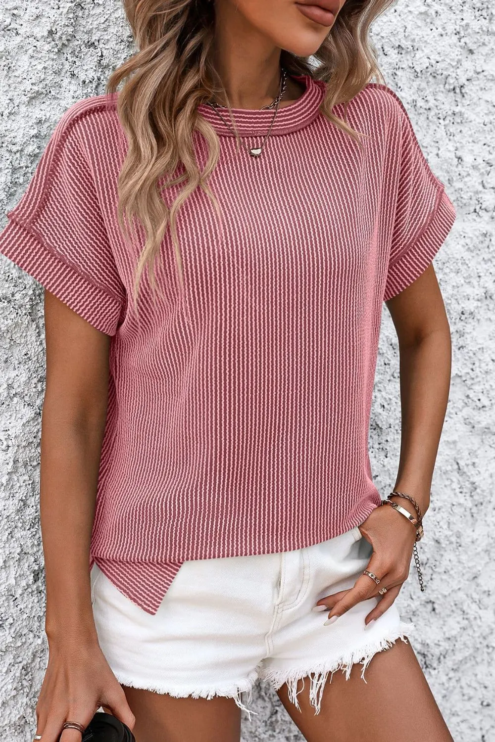 Zadie Striped Round Neck Short Sleeve T-Shirt