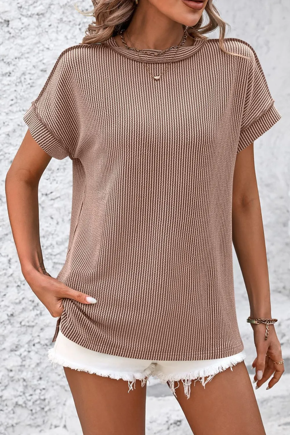 Zadie Striped Round Neck Short Sleeve T-Shirt