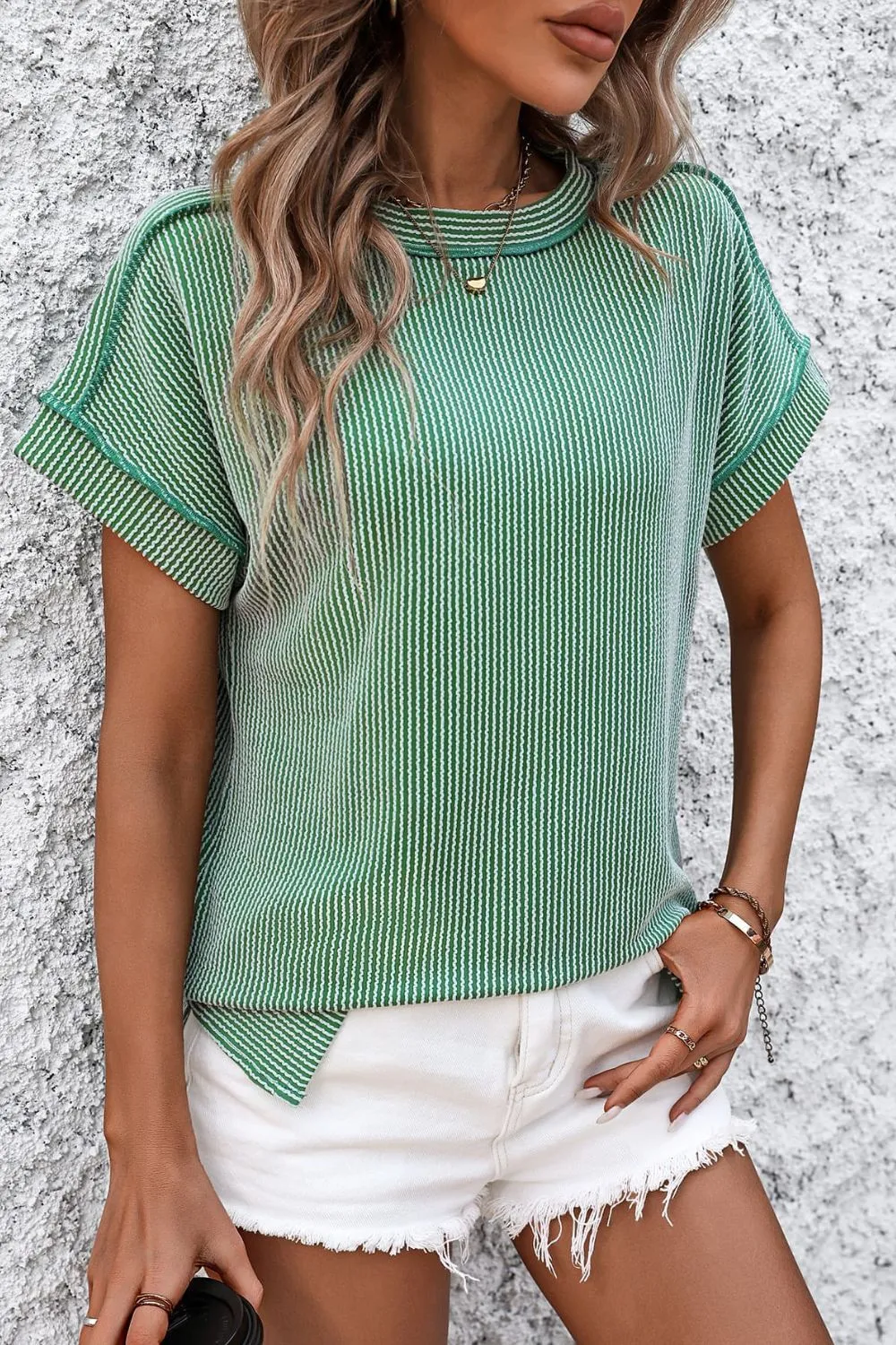 Zadie Striped Round Neck Short Sleeve T-Shirt