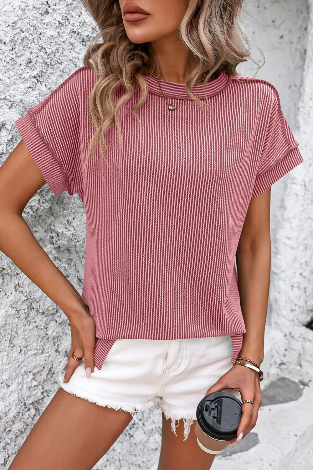 Zadie Striped Round Neck Short Sleeve T-Shirt