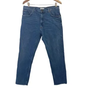 Zara Woman Premium Denim Collection Size 14 High Waisted Raw Hem Ankle Jeans