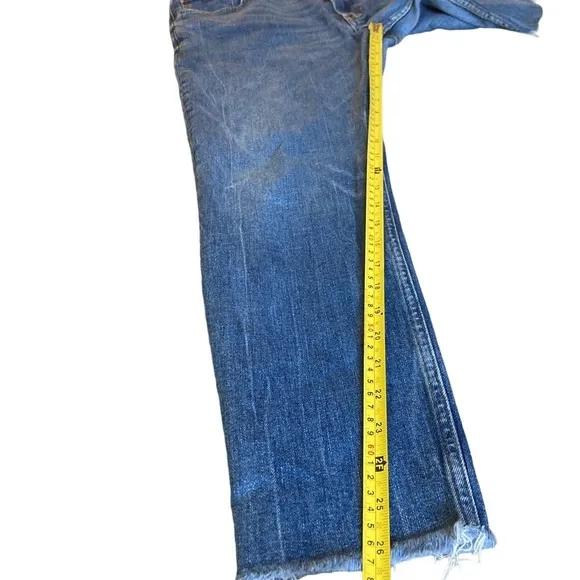 Zara Woman Premium Denim Collection Size 14 High Waisted Raw Hem Ankle Jeans