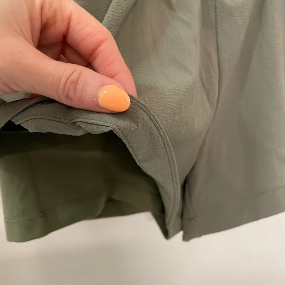 Zella Layered Running Shorts With Pockets XS Olive Green